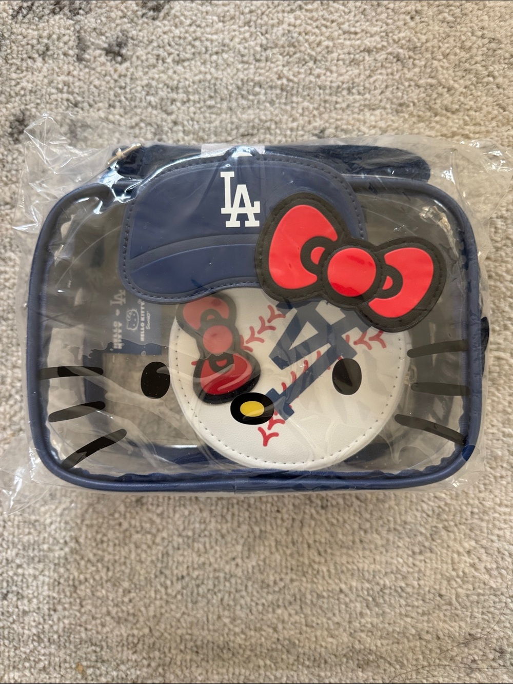 Unopened-Hello Kitty x LA Dodgers Clear Navy Crossbody Bag with Red Bow